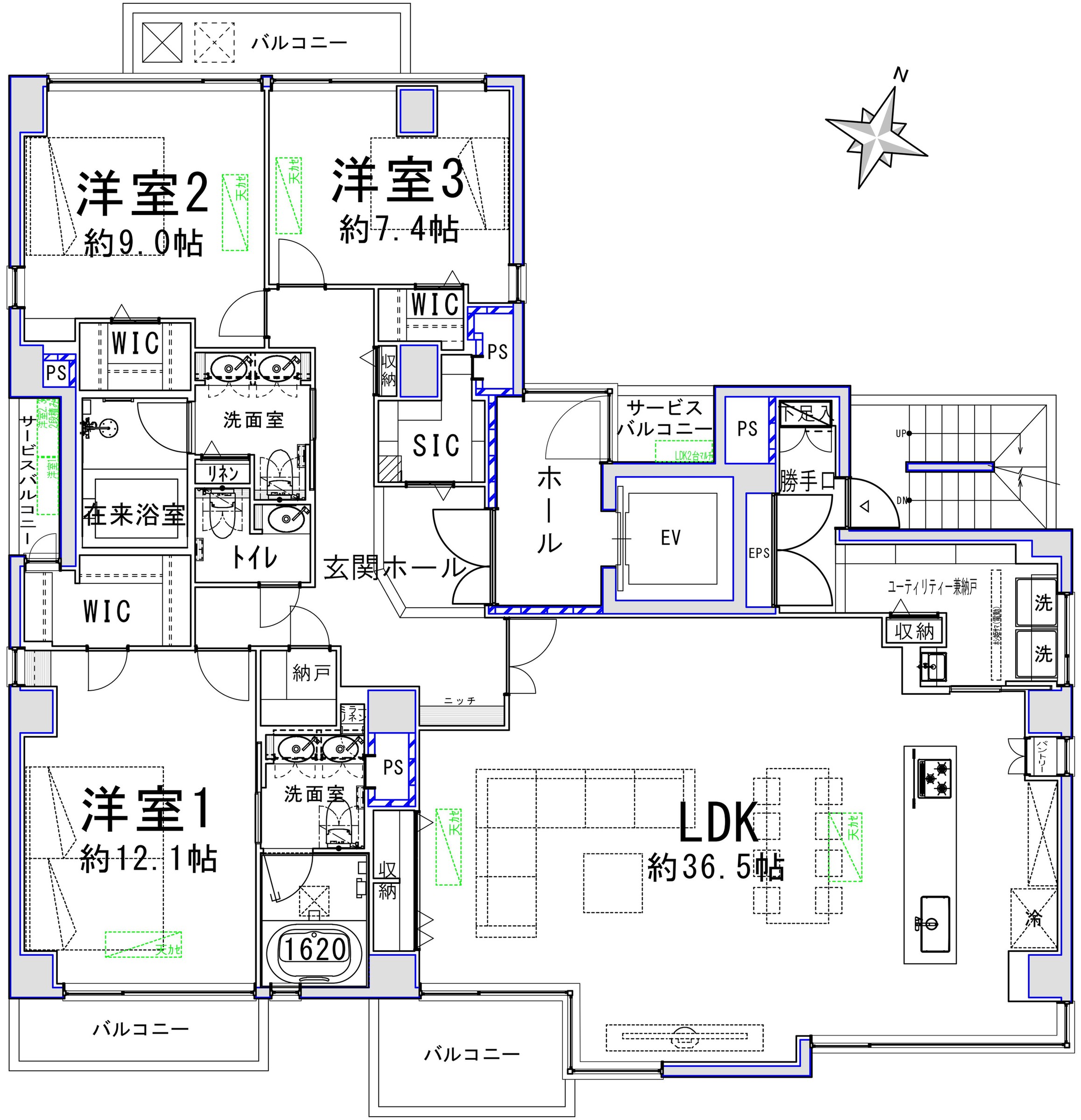 白金台　36帖超えのゆとりあるLDKで伸び伸び暮らす 間取り図