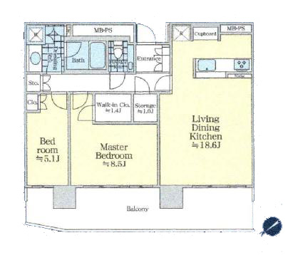 パークコート赤坂檜町ザタワー　ラグジュアリーな暮らしを実現する32階・2LDK 間取り図