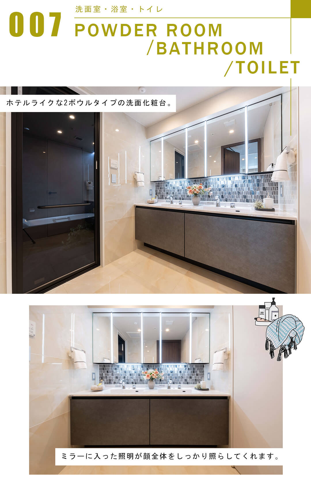 テラス渋谷美竹の洗面室