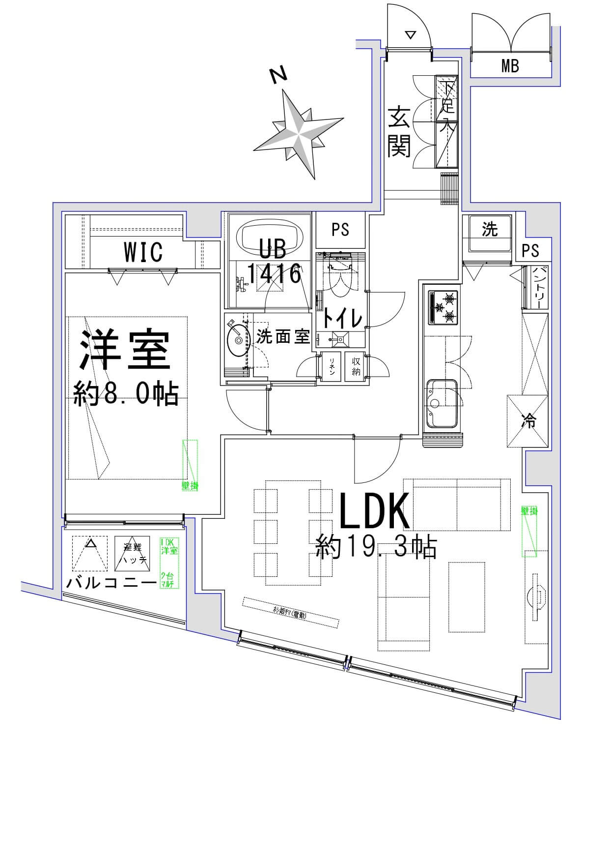 麻布十番　ナチュラルで落ち着く雰囲気が漂う2LDK 間取図