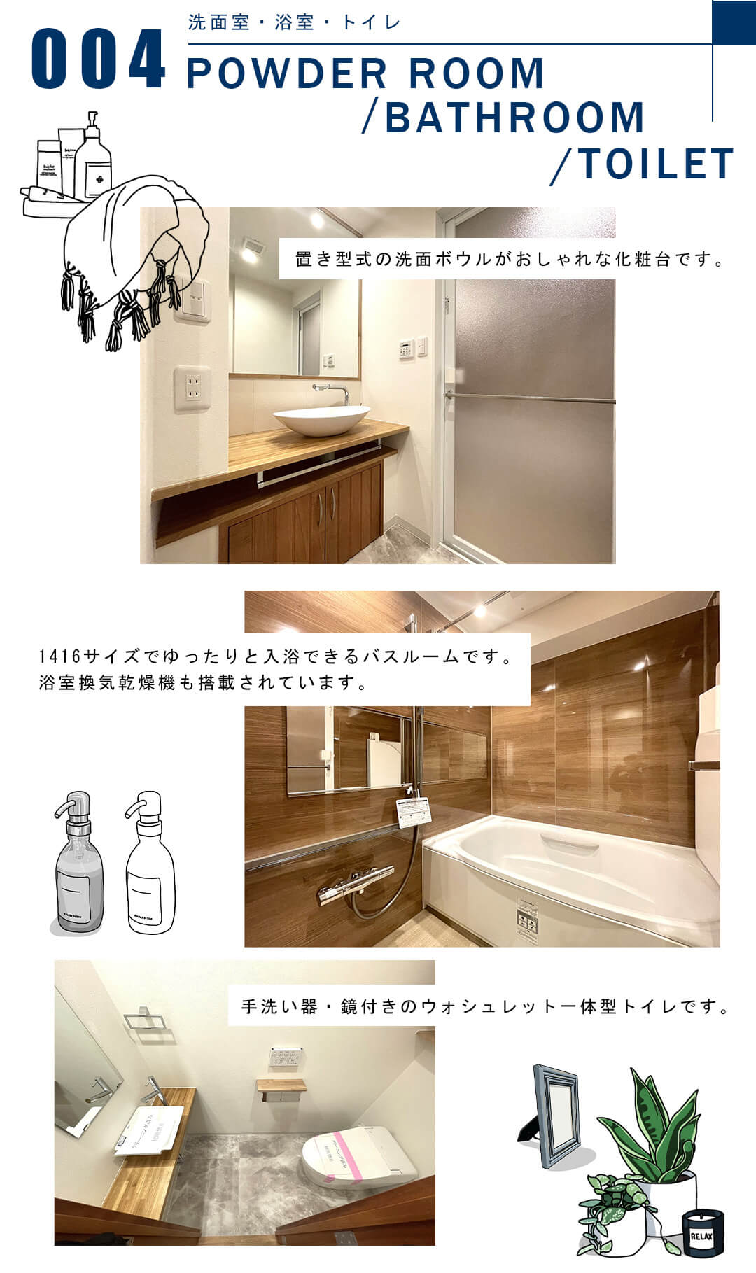 004洗面室,浴室,トイレ,POWDERROOM,BATHROOM,TOILET