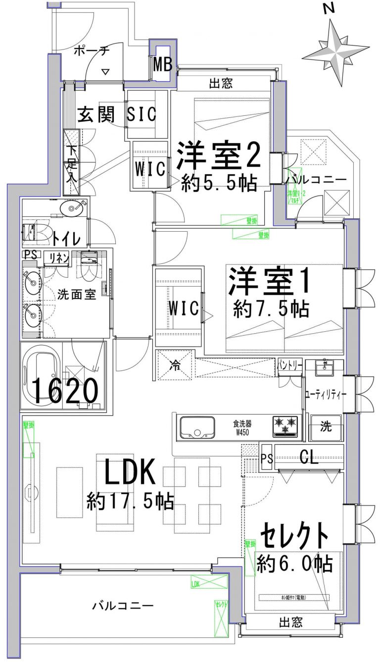 間取図（2LDK→3LDKへ変更可）