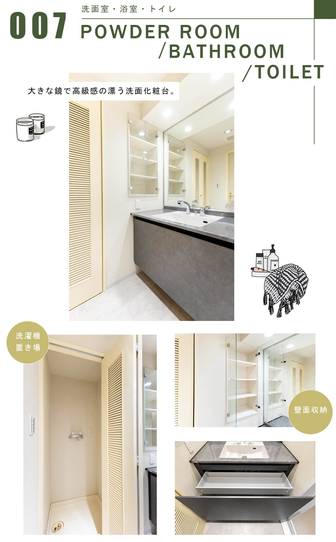 ファミールグラン西麻布パークアヴェニューの洗面室