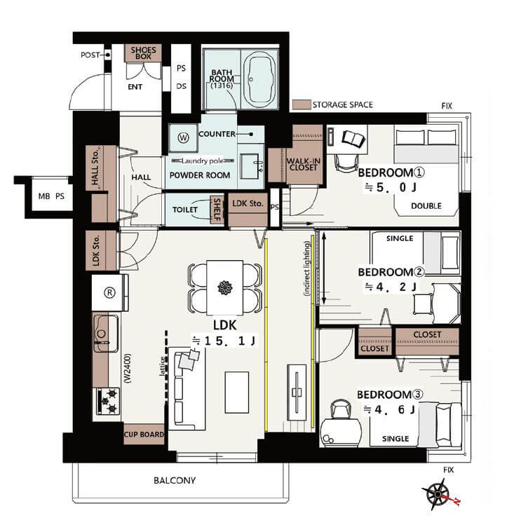 赤坂　洗練と安らぎが共存するヴィンテージマンション 間取り図