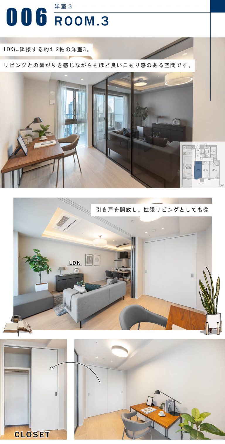 パークシティ中央湊ザ・タワーの洋室