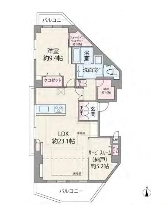 代々木　事務所利用可能！三方角のペントハウス 間取り図
