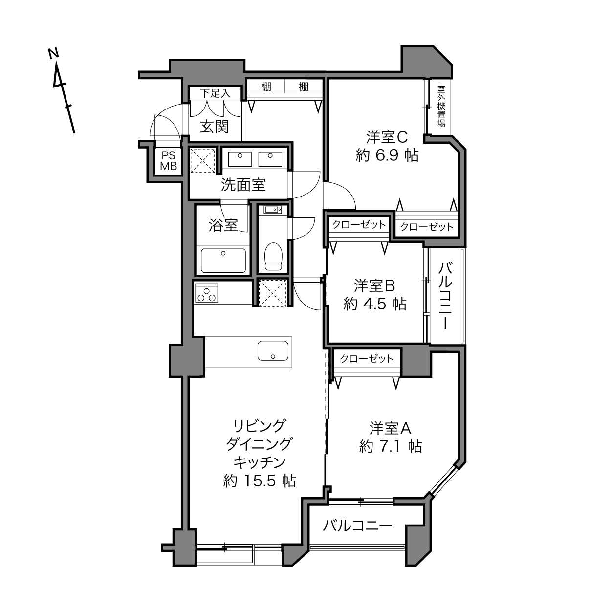 代々木八幡　テラコッタカラーのタイルが際立つお洒落空間 間取り図
