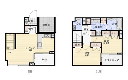 外苑前　南青山アドレス！ペットと暮らせるメゾネットタイプ住戸 間取り図