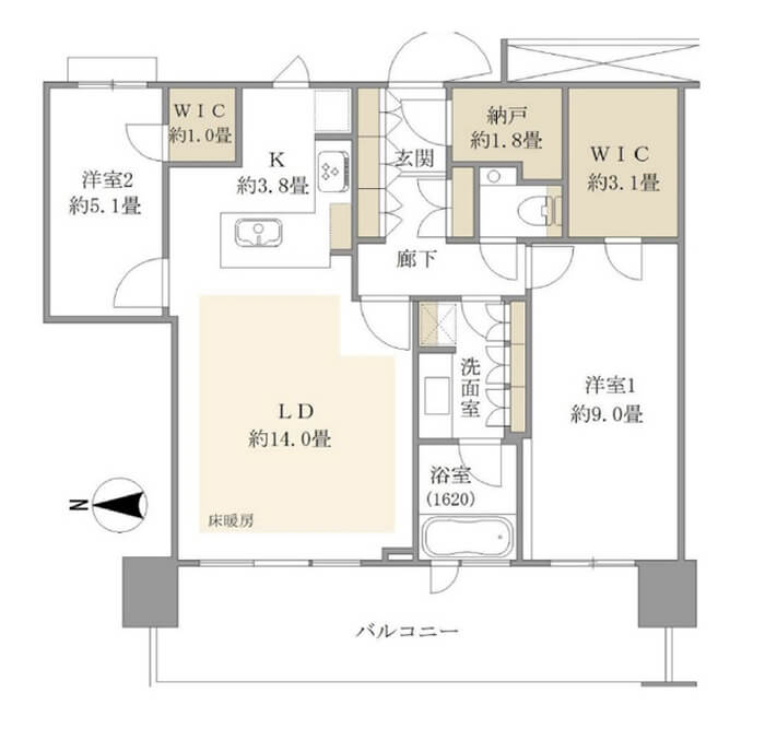 アーバンドックパークシティー豊洲タワーA　39階部、東京タワーが望める抜け感のある眺望 間取図