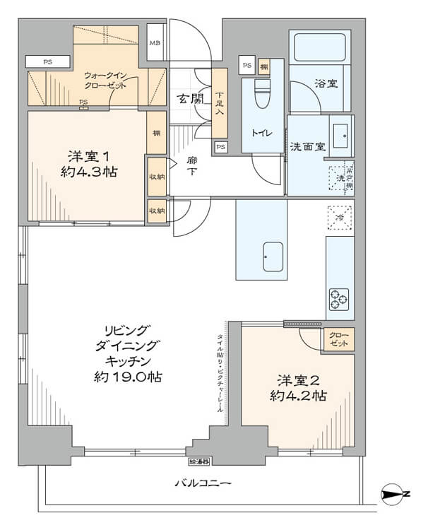 蔵前　ライトアップも楽しめる！スカイツリーを望む2LDK 間取り図