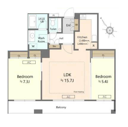 東京ツインパークスライトウイング　都会的でありながら四季も感じる眺望 間取り図