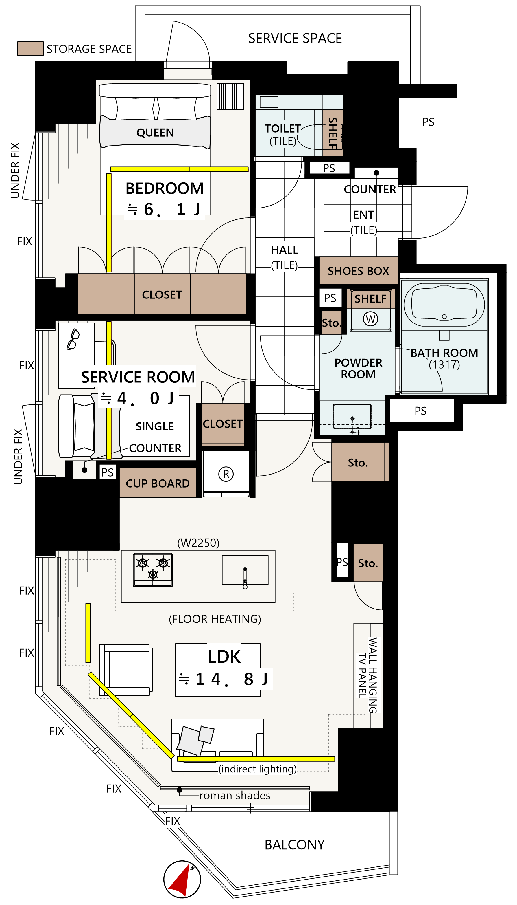 赤坂見附　駅から2分！プライベートを大切にできる上質な1SLDK 間取り図