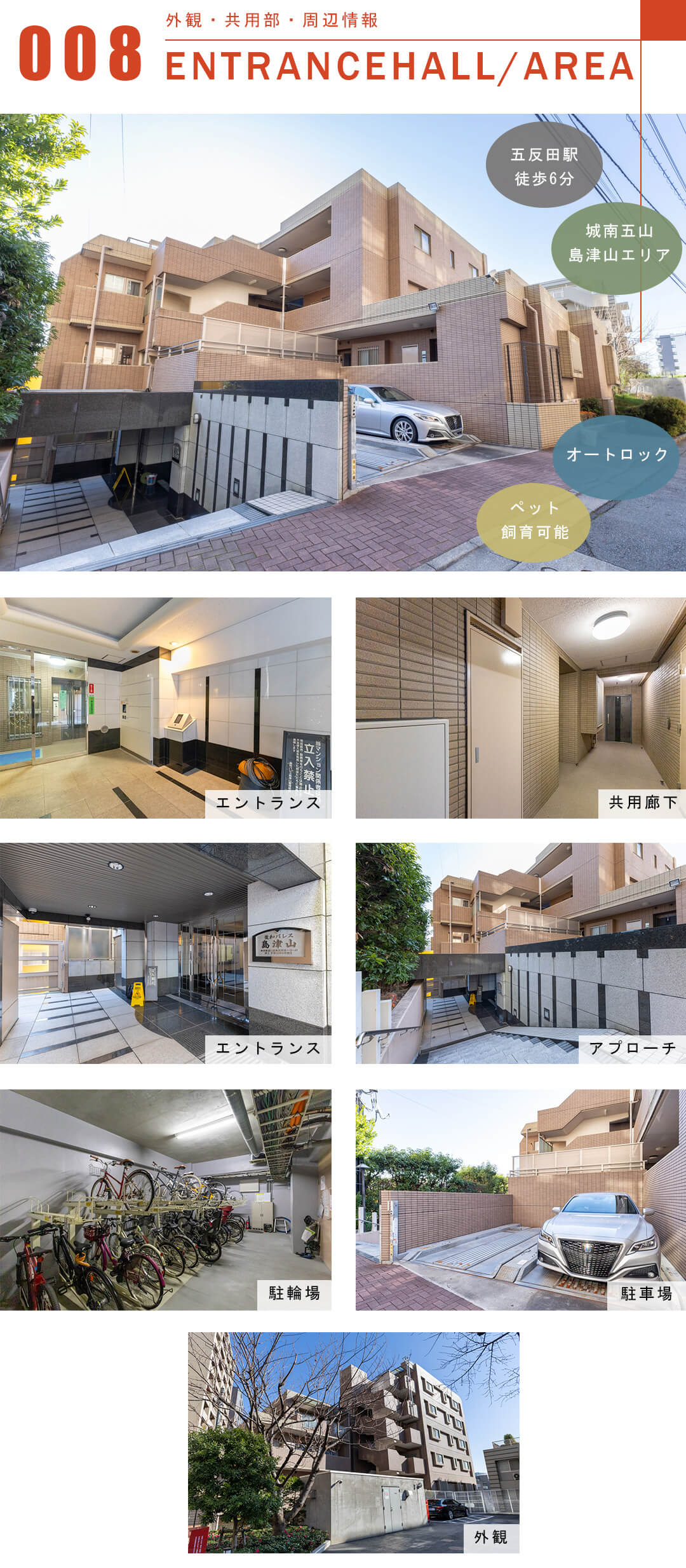 菱和パレス島津山の外観と共用部