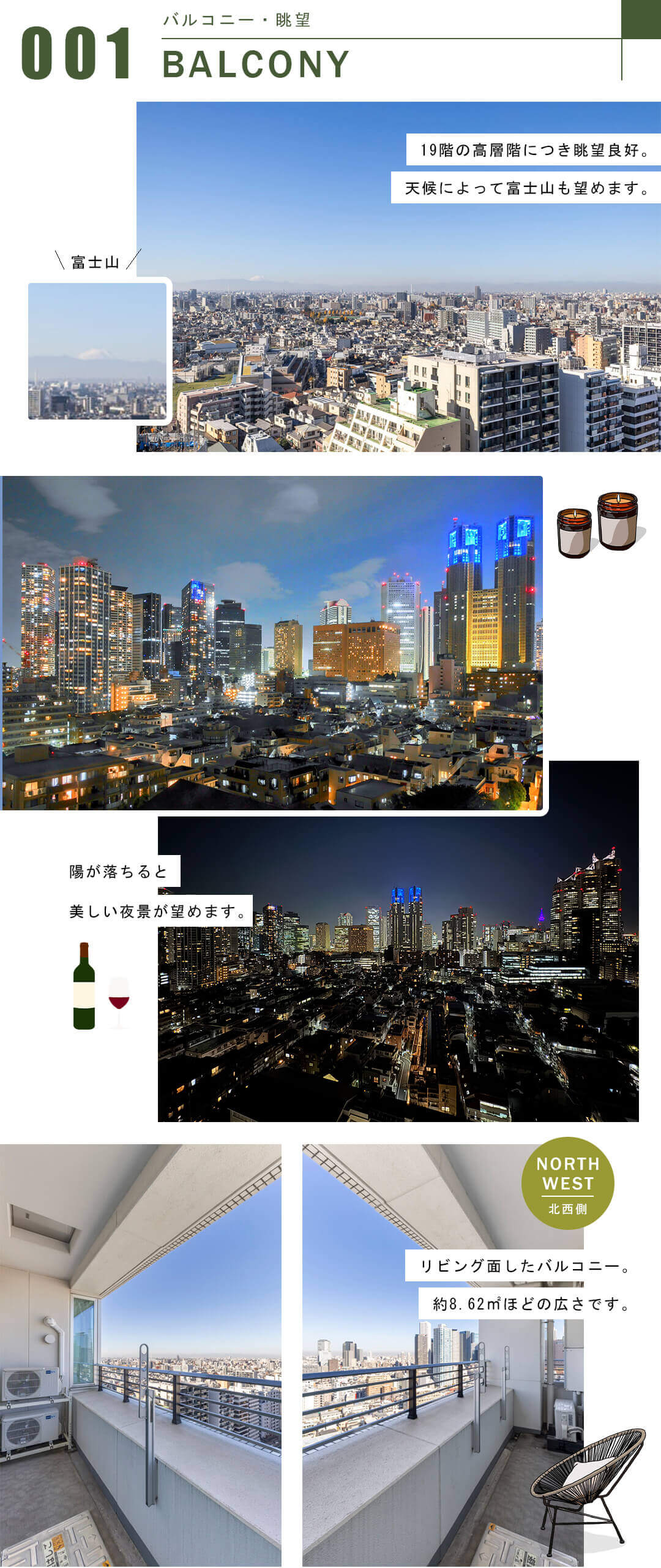 パークタワー渋谷本町のバルコニー眺望