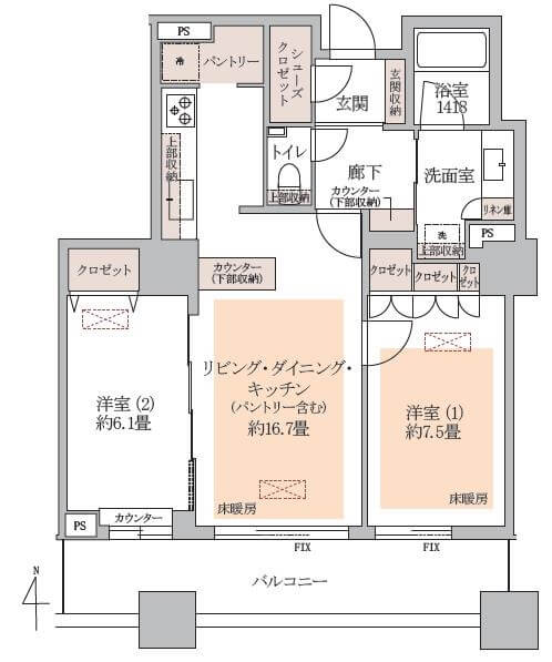 東京パークタワー　駅徒歩1分！暖かな陽光に包まれた住まい 間取図