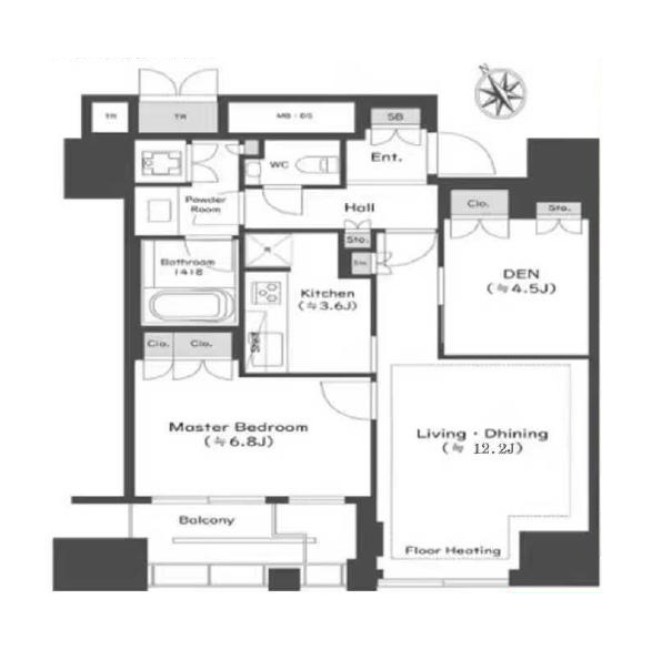 プラウドタワー渋谷　渋谷の利便と、静穏な上質を享受する住まい 間取図