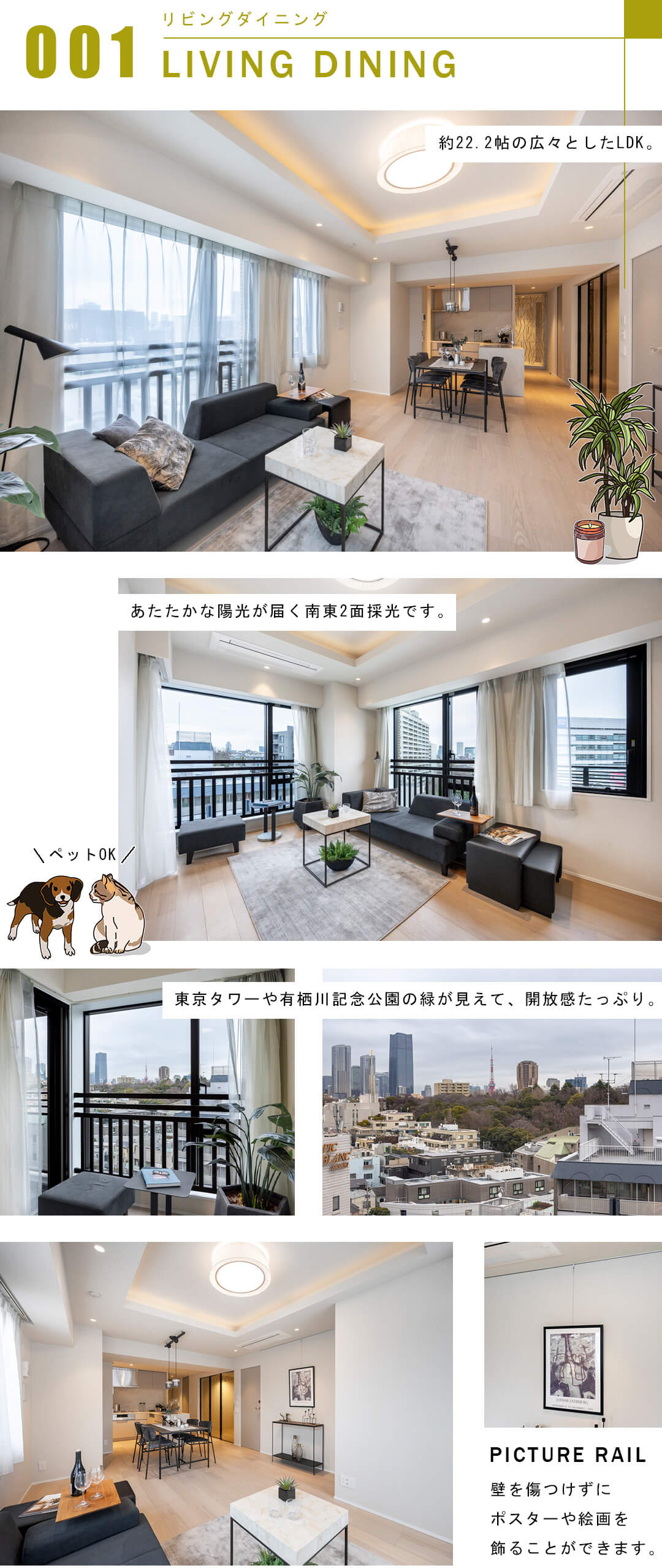 サンウッド広尾のリビングダイニング