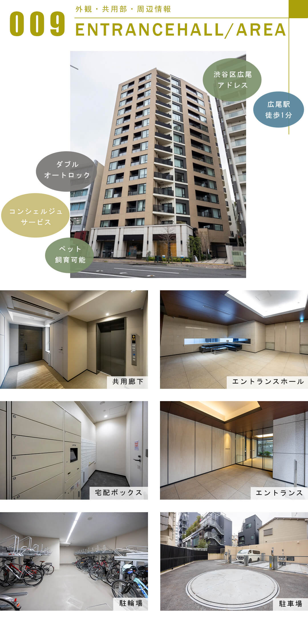 サンウッド広尾の外観と共用部