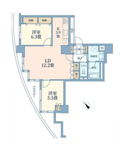 目黒　空と街並みを一望する、13階角住戸 間取り図
