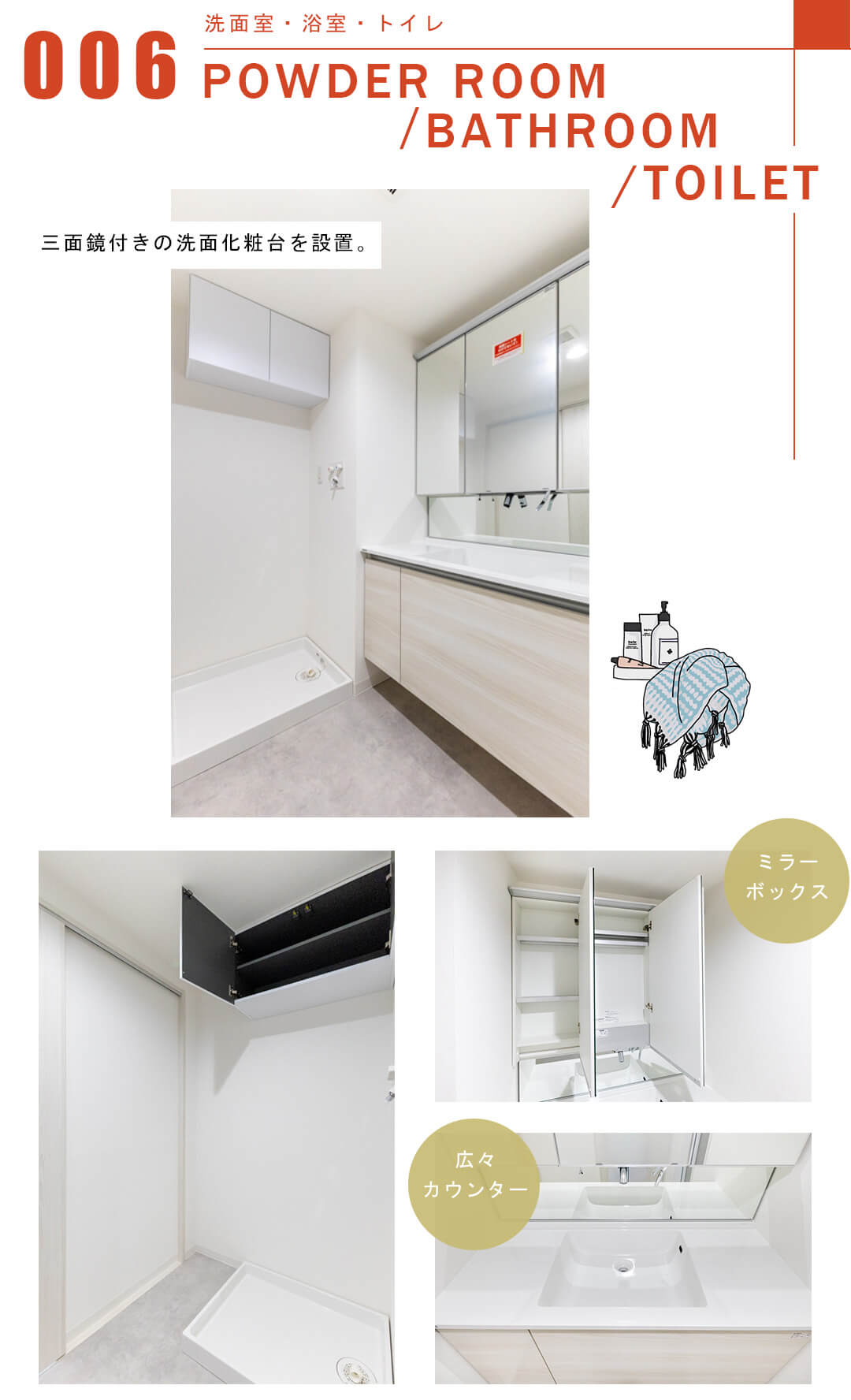 ドレッセ目黒インプレスタワーの洗面室