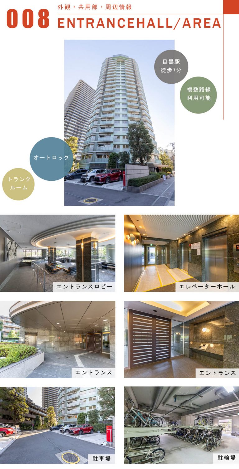 ドレッセ目黒インプレスタワーの外観と共用部