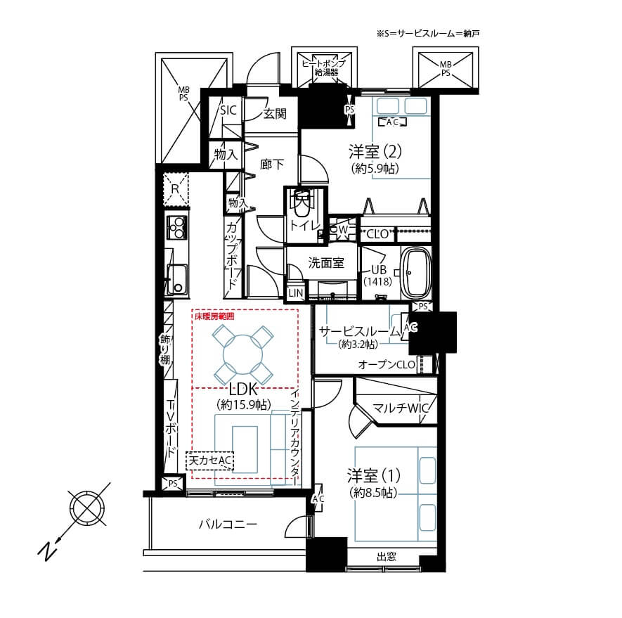 THE TOKYO TOWERS SEA TOWER　44階部分！水と都市が交差する眺望 間取図