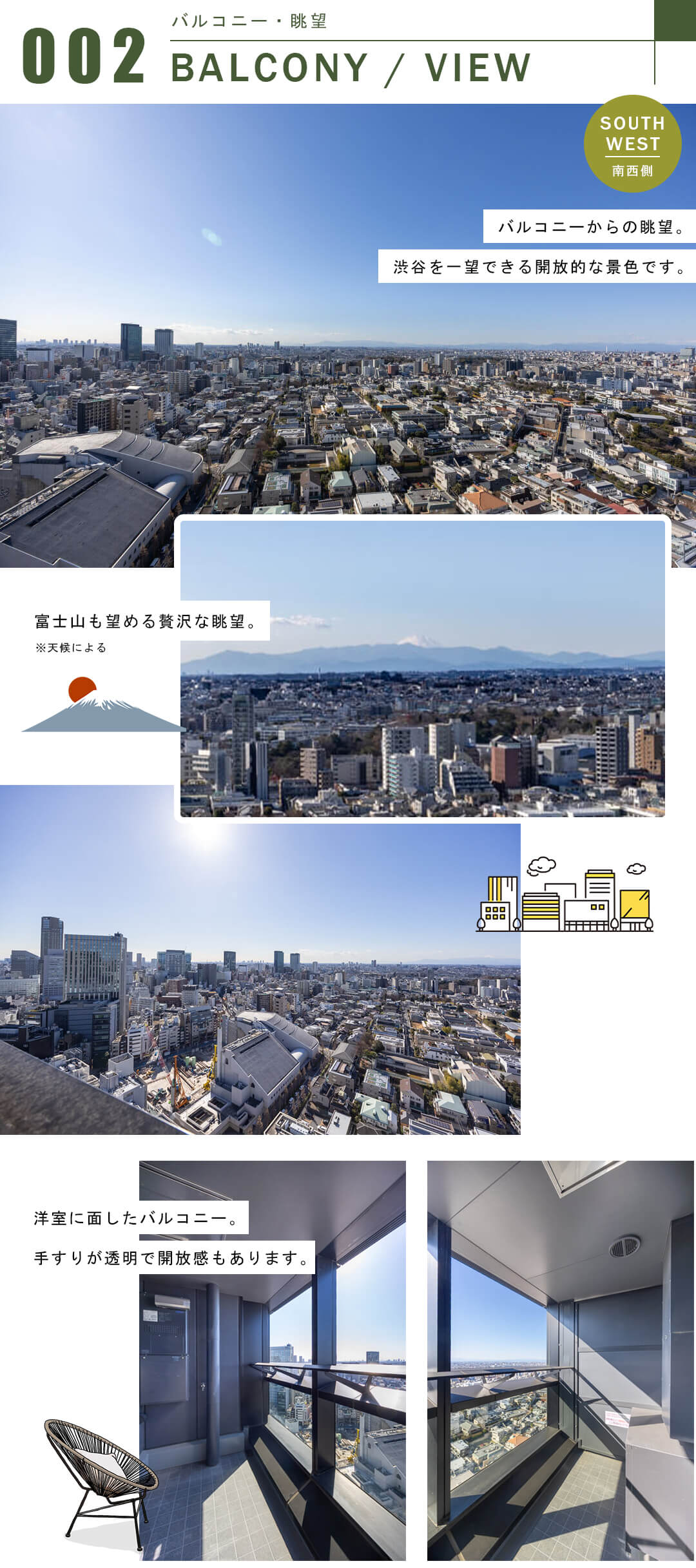 ラ・トゥ渋谷宇田川のバルコニー