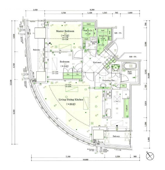 パークコート赤坂檜町ザタワー　四季の緑と東京を見渡す、25階からのパノラマビュー 間取り図