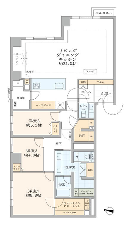 半蔵門　千鳥ヶ淵の水と緑を借景にする、一番町133㎡超の私邸 間取り図