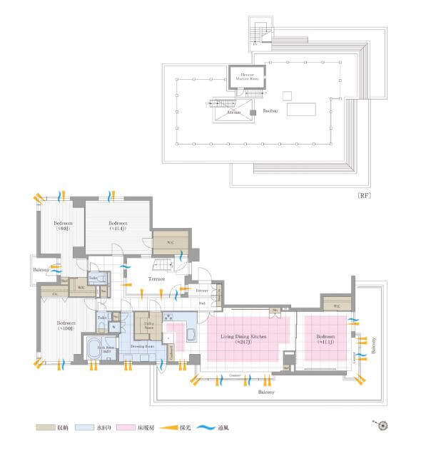 三軒茶屋　富士山を望む360°パノラマビュー！最上階157㎡のプレミアム住戸 間取図