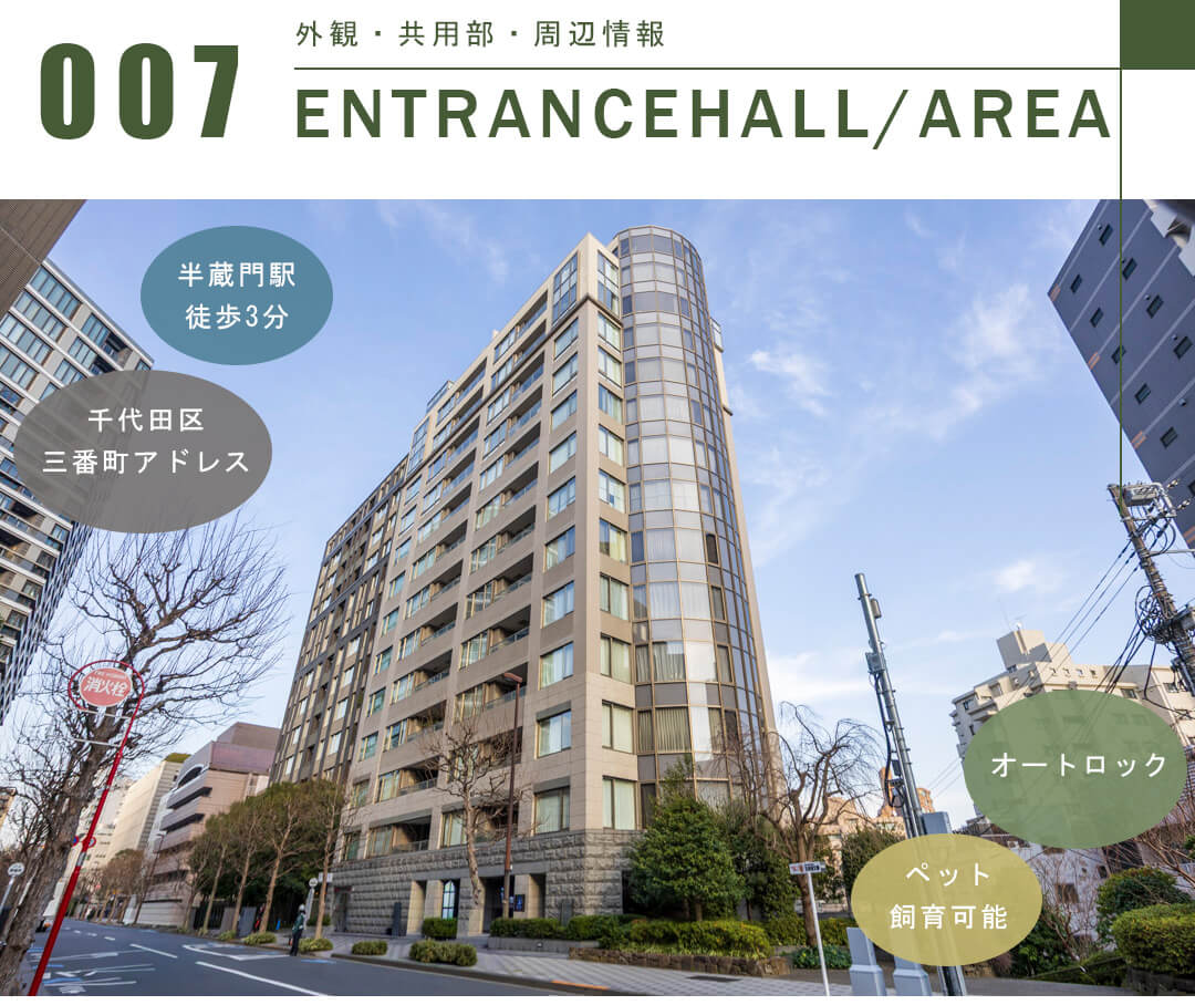 シエルトーレ三番町の外観と共用部