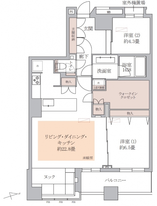 芝浦アイランドグローヴタワー　41階、東京湾を望むヌックを備えた私邸 間取り図