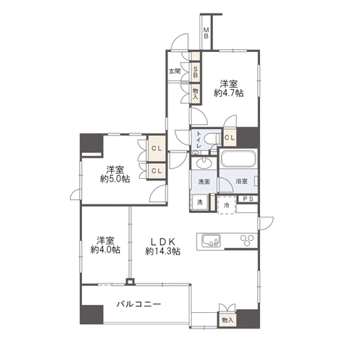三軒茶屋　最上階角部屋、見晴らしのいい住まい 間取り図