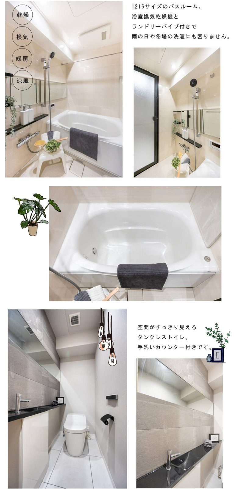 朝日シティパリオ高輪台A館の浴室・トイレ