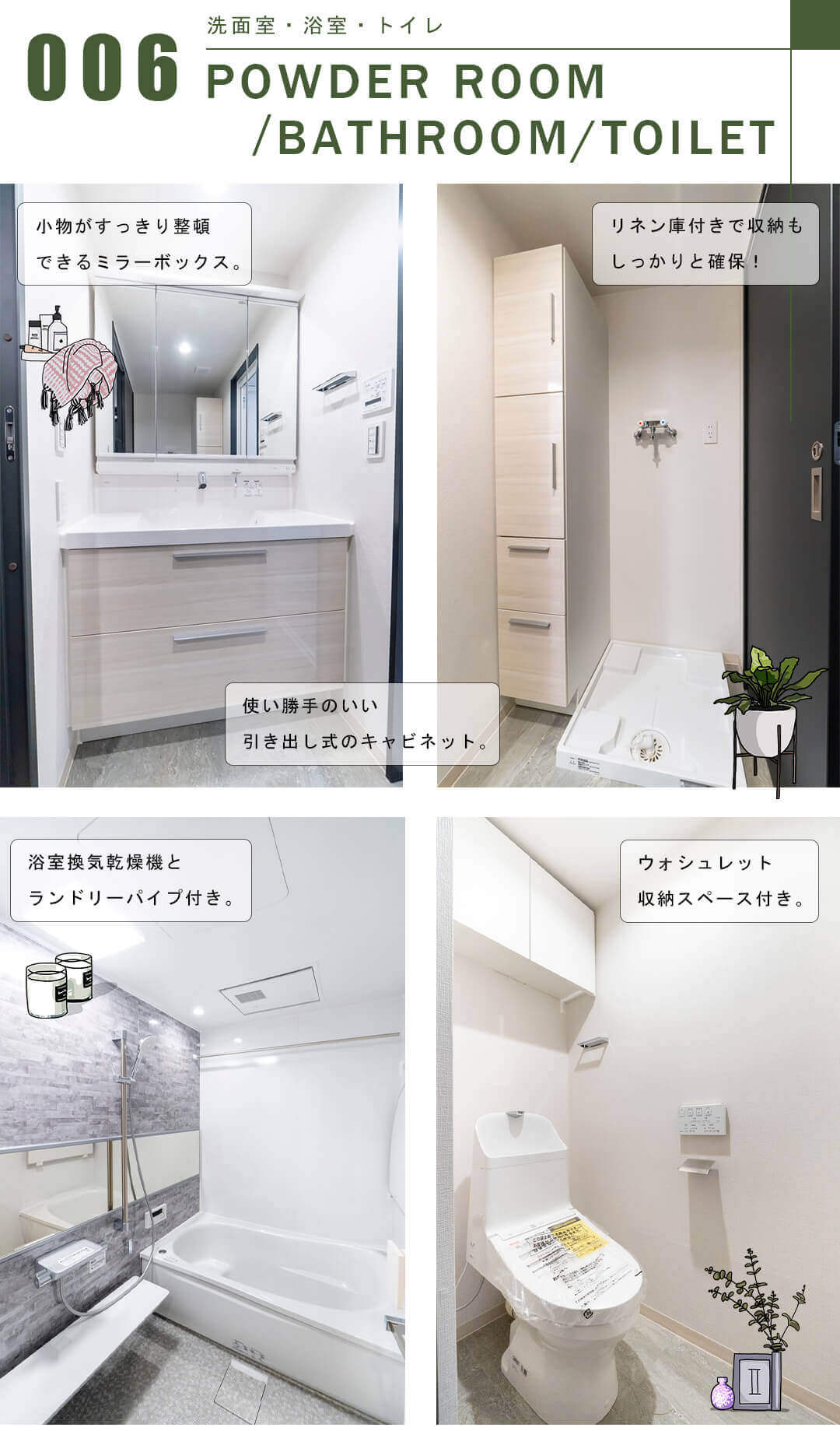 グランディ市谷柳町の洗面室・浴室・トイレ