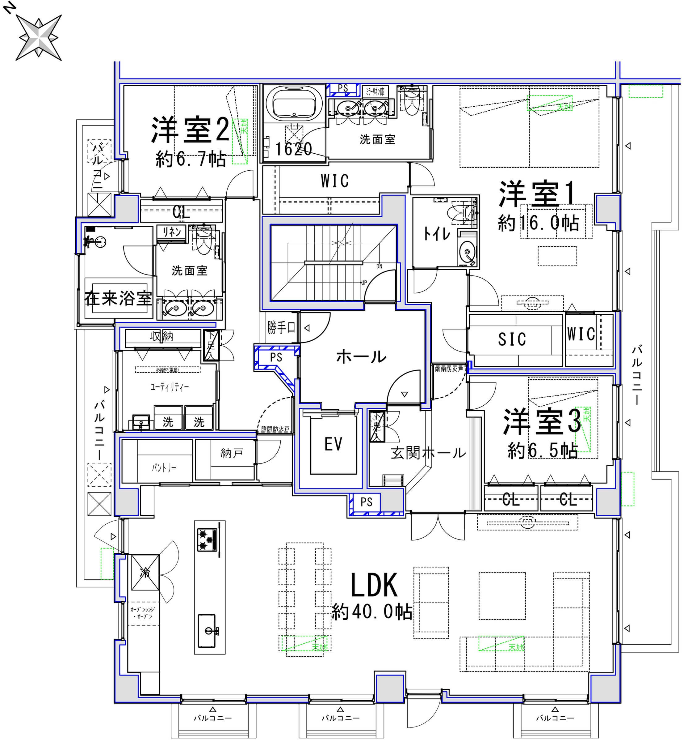 表参道　駐車場専用使用権付き、180㎡超の贅沢 間取り図