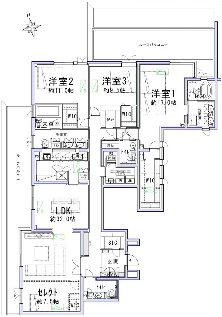 間取図（3LDK→4LDKから間取変更可）