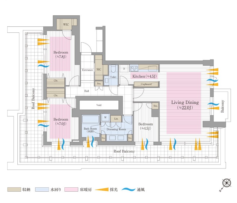 サンウッド代官山猿楽町　3方角住戸の最上階ペントハウス 間取り図