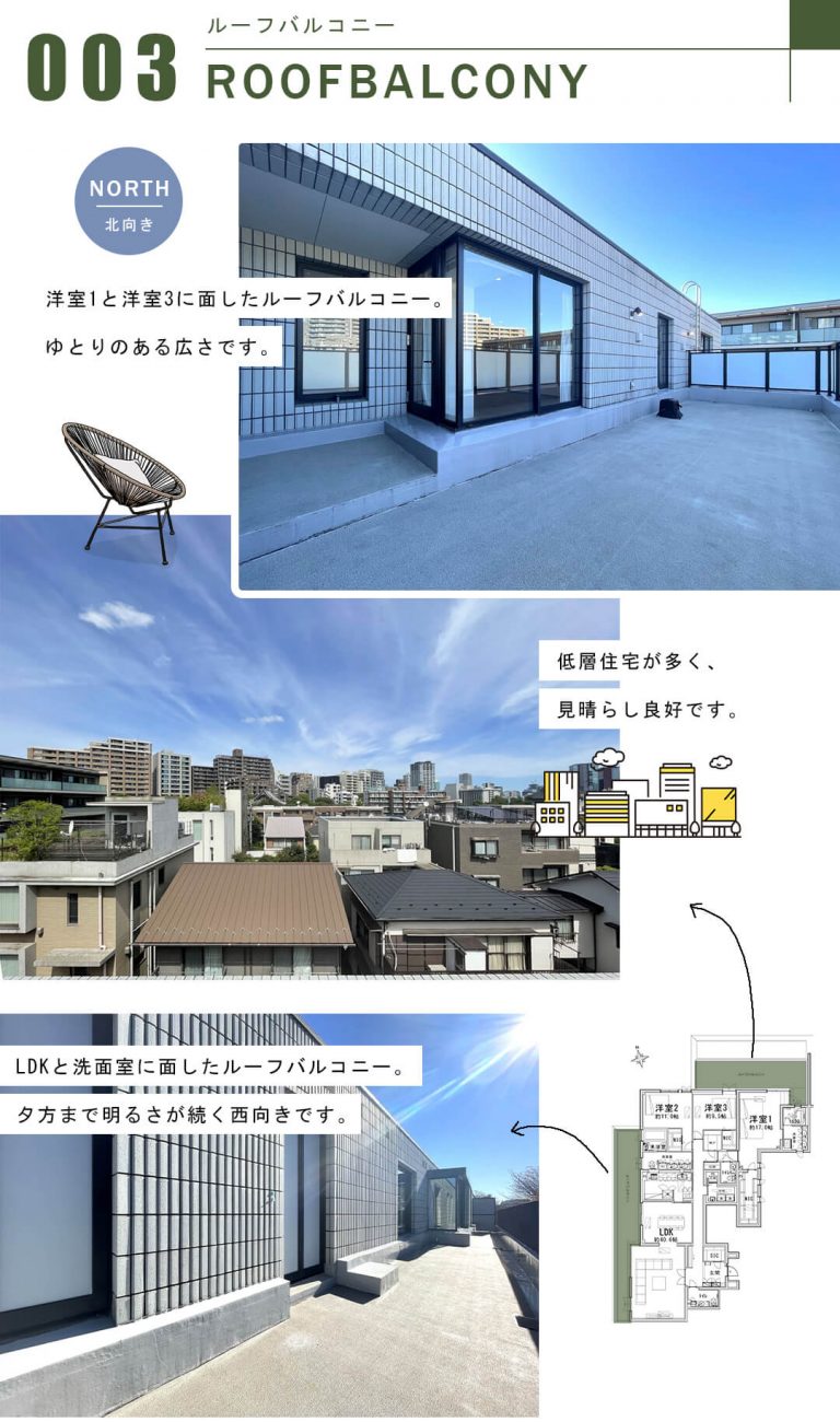 パークリモア白金台三丁目のルーフバルコニー