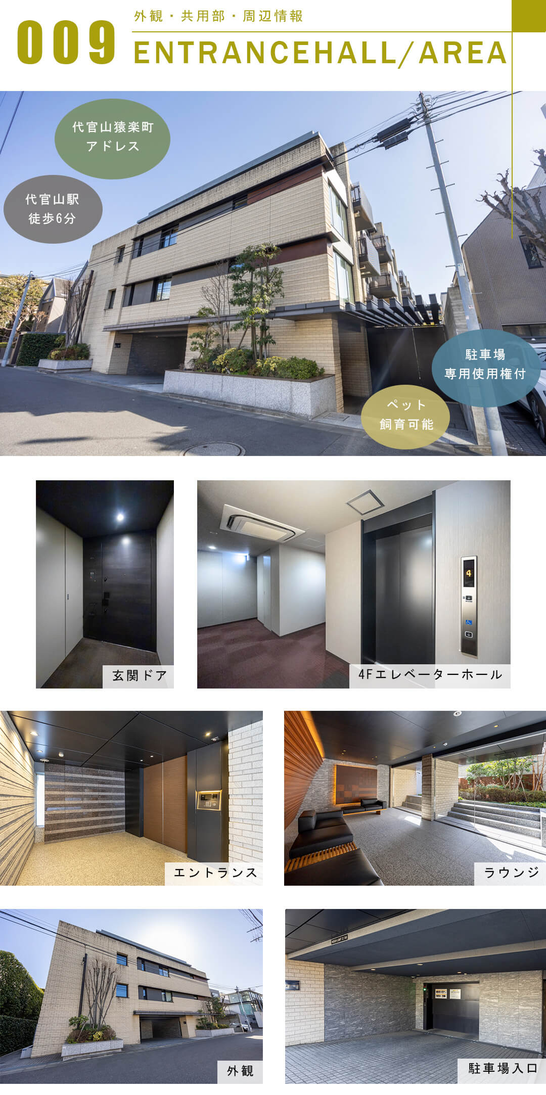 サンウッド代官山猿楽町の外観と共用部