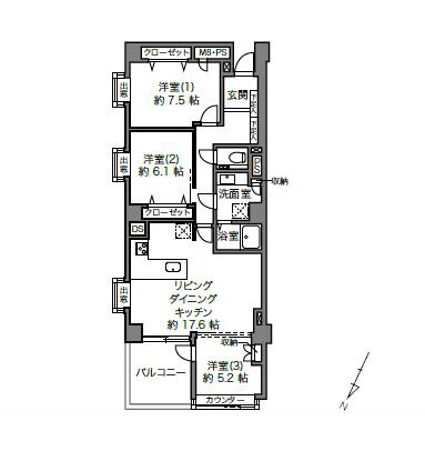 参宮橋　光と風を纏うヴィンテージ角住戸 間取図