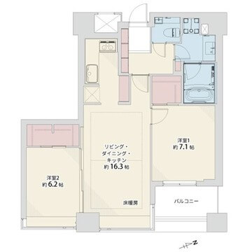 パークコート赤坂ザタワー　全居室眺望良好、心地よい朝が迎えられる東向き住戸 間取図