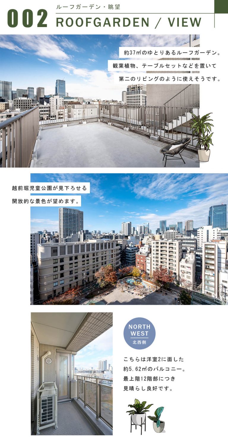 東京日本橋シティタワーのルーフガーデン・眺望