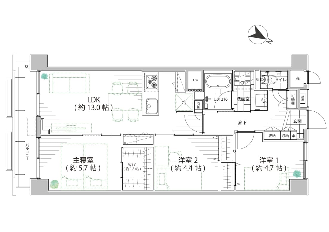 代官山　おしゃれで洗練された街が生活圏！家族とペットと住める3LDK 間取図