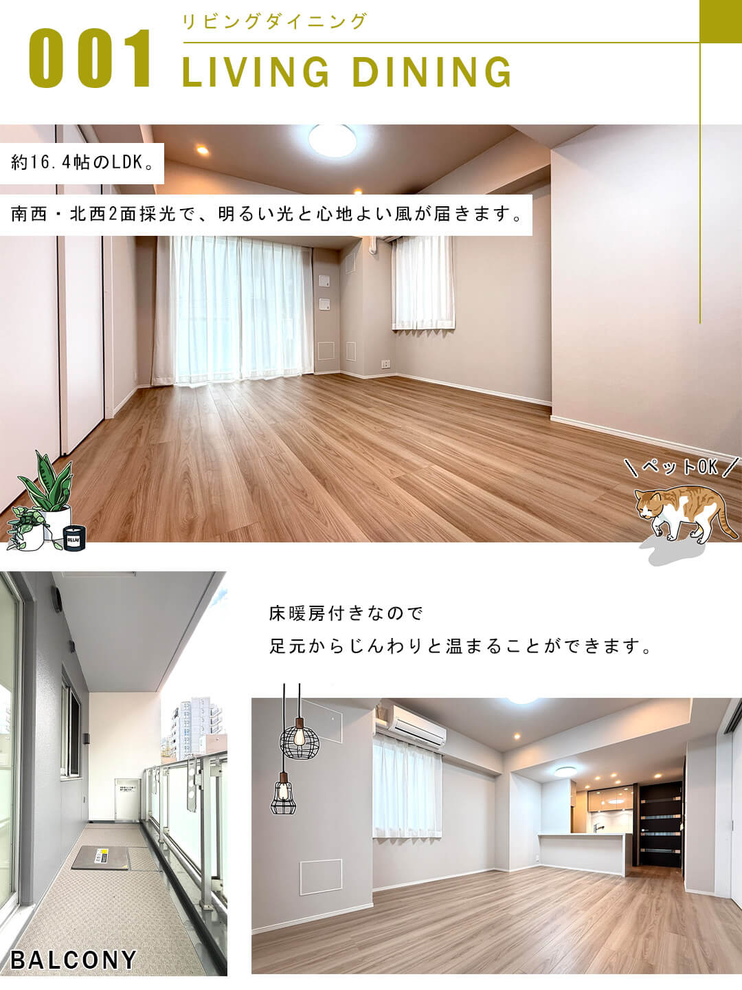 ブランズ麻布十番のリビングダイニング