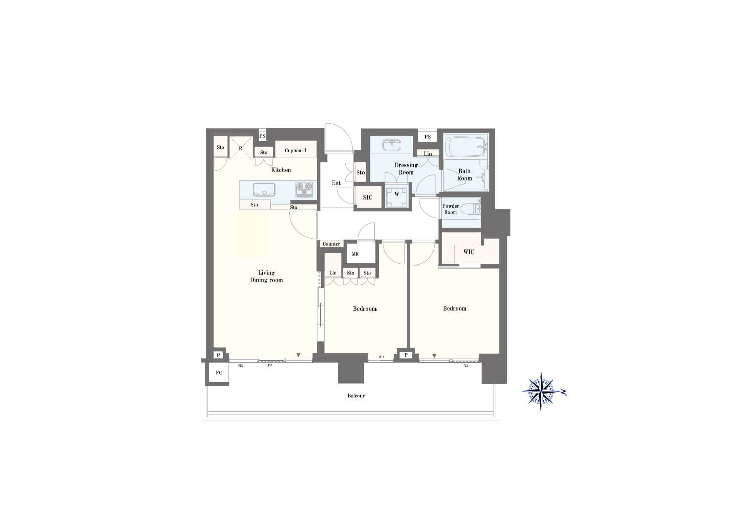 HARUMI FLAG PARK VILLAGE T棟　新築未入居！最上階のプレミアムフロアで夜景を望む 間取図