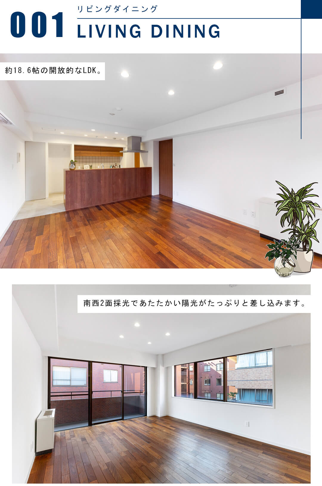 赤坂グランドハウスのリビングダイニング