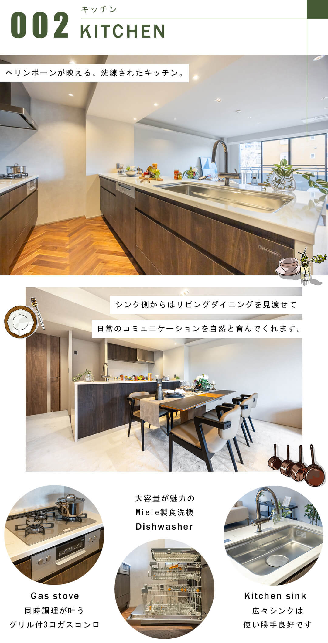 広尾ガーデンヒルズノースヒルO棟のキッチン