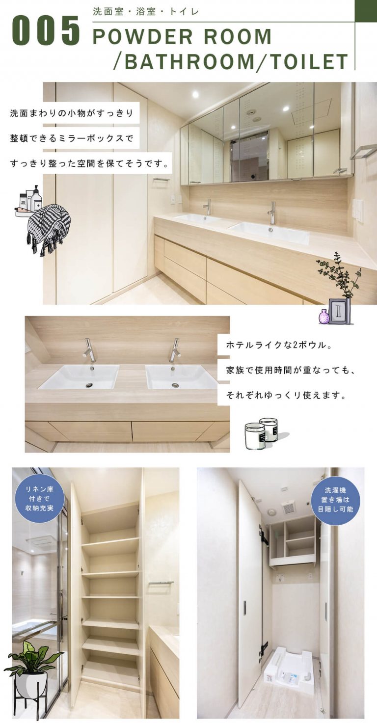 三田ガーデンヒルズパークマンション棟の洗面室・浴室・トイレ