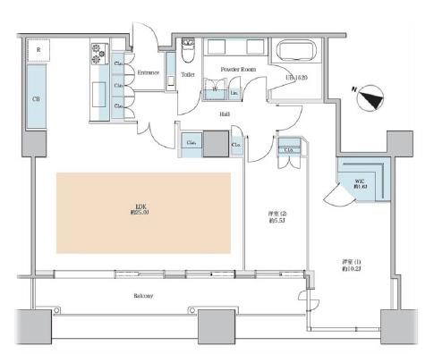 東京ツインパークスライトウィング　東京タワーと暮らす、90㎡超のゆとり邸宅 間取り図